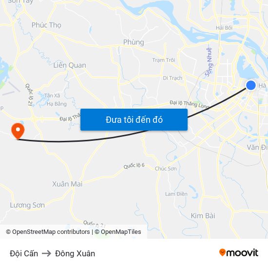 Đội Cấn to Đông Xuân map