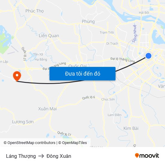 Láng Thượng to Đông Xuân map