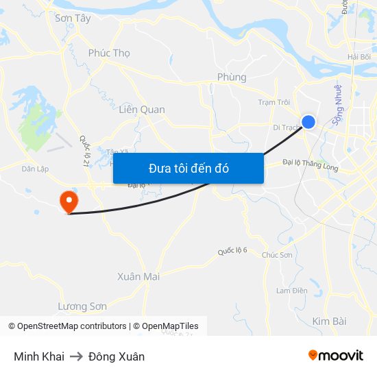 Minh Khai to Đông Xuân map