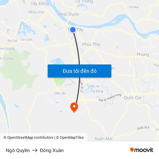 Ngô Quyền to Đông Xuân map