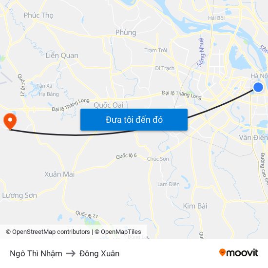 Ngô Thì Nhậm to Đông Xuân map