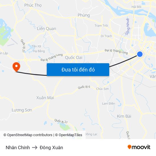 Nhân Chính to Đông Xuân map