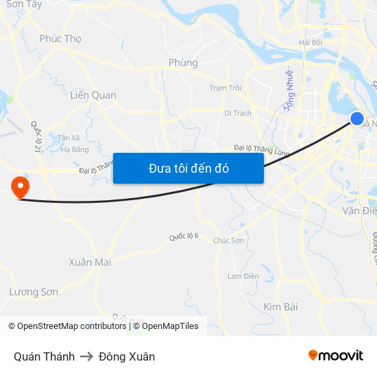 Quán Thánh to Đông Xuân map