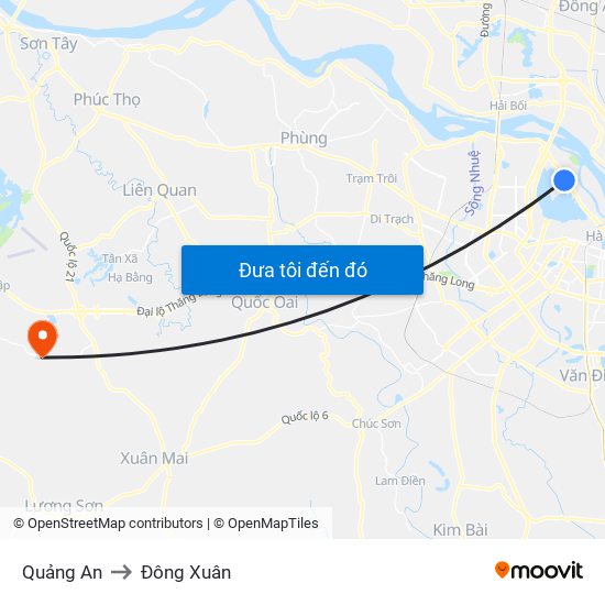 Quảng An to Đông Xuân map