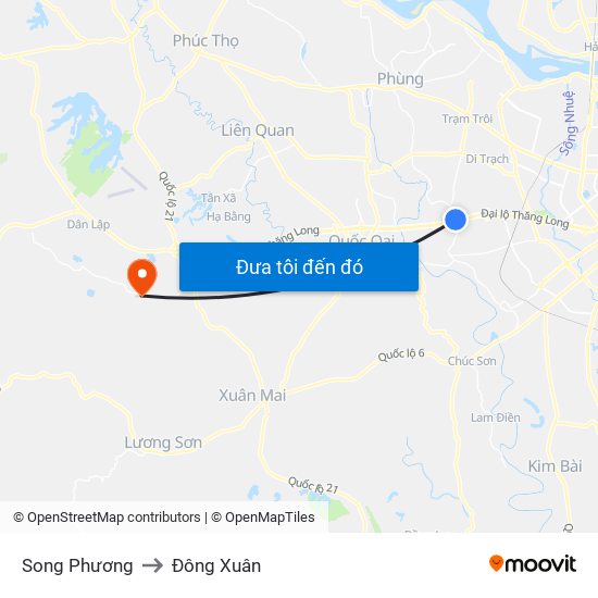 Song Phương to Đông Xuân map