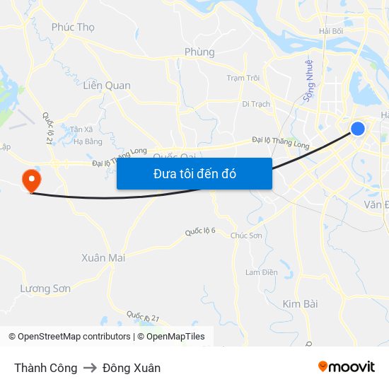 Thành Công to Đông Xuân map