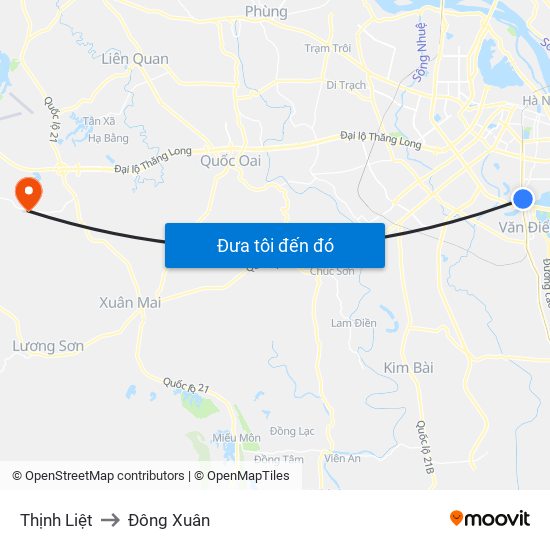 Thịnh Liệt to Đông Xuân map