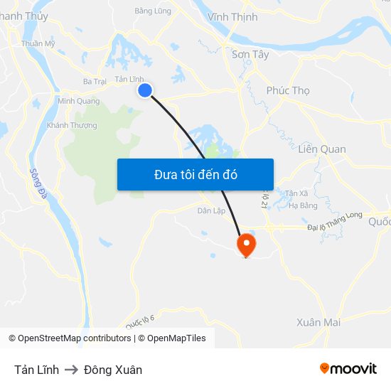 Tản Lĩnh to Đông Xuân map