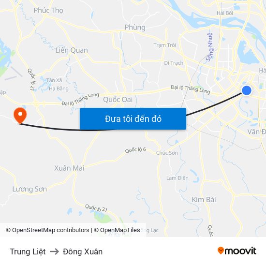 Trung Liệt to Đông Xuân map