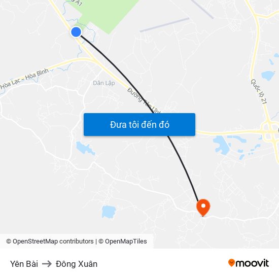 Yên Bài to Đông Xuân map