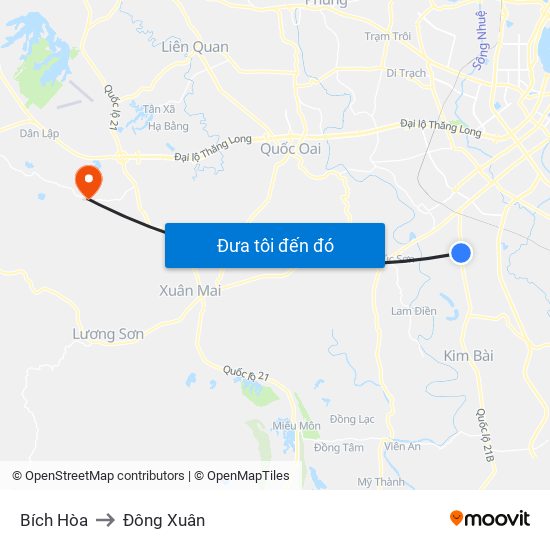 Bích Hòa to Đông Xuân map