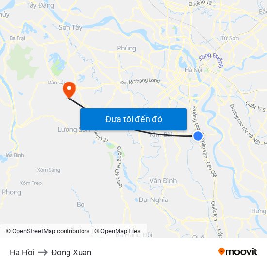 Hà Hồi to Đông Xuân map