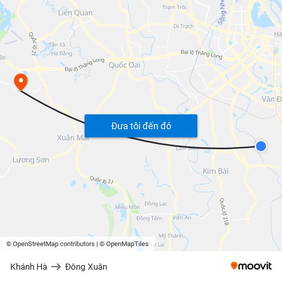 Khánh Hà to Đông Xuân map