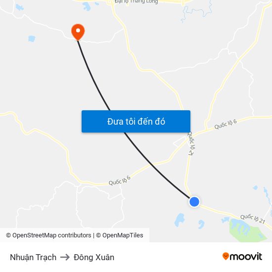 Nhuận Trạch to Đông Xuân map