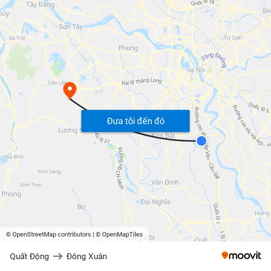 Quất Động to Đông Xuân map