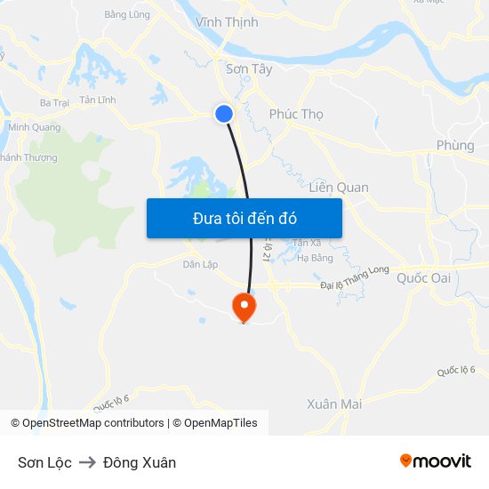Sơn Lộc to Đông Xuân map