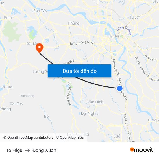 Tô Hiệu to Đông Xuân map