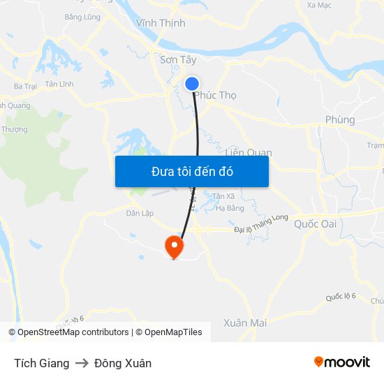 Tích Giang to Đông Xuân map