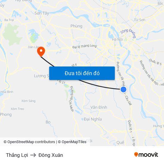 Thắng Lợi to Đông Xuân map