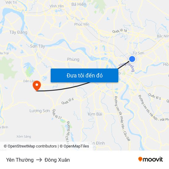 Yên Thường to Đông Xuân map