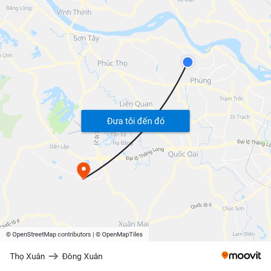 Thọ Xuân to Đông Xuân map