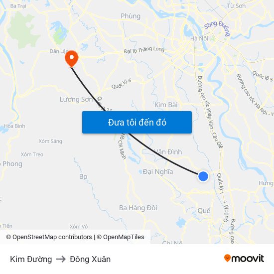 Kim Đường to Đông Xuân map