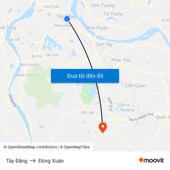 Tây Đằng to Đông Xuân map