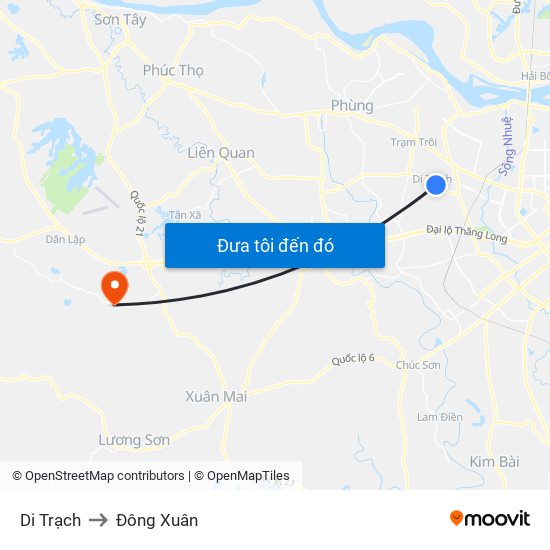 Di Trạch to Đông Xuân map