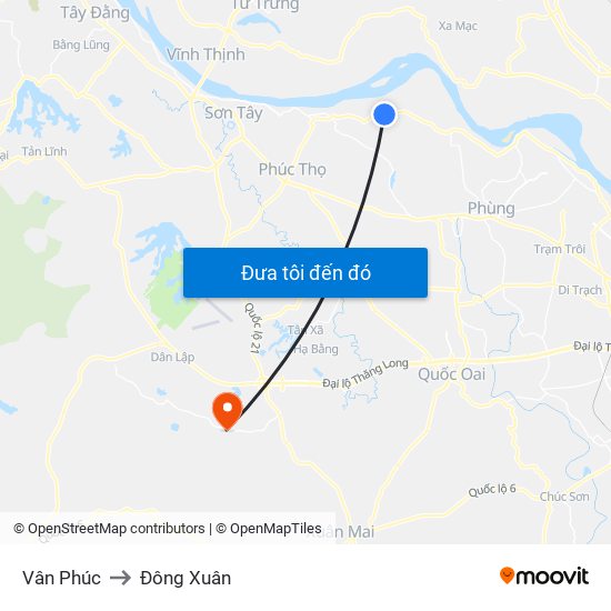 Vân Phúc to Đông Xuân map