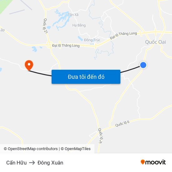 Cấn Hữu to Đông Xuân map