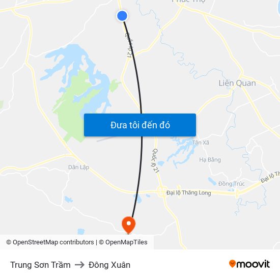 Trung Sơn Trầm to Đông Xuân map