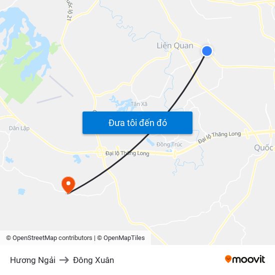 Hương Ngải to Đông Xuân map