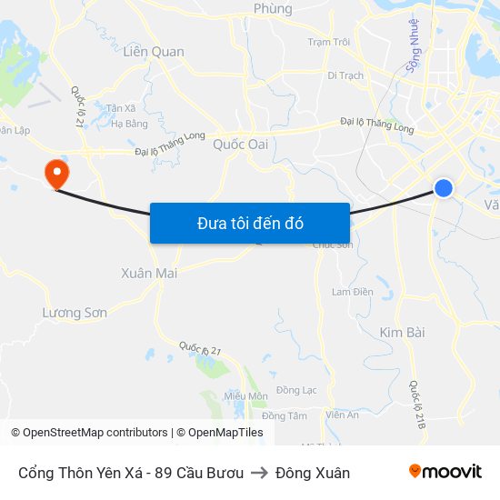 Cổng Thôn Yên Xá - 89 Cầu Bươu to Đông Xuân map