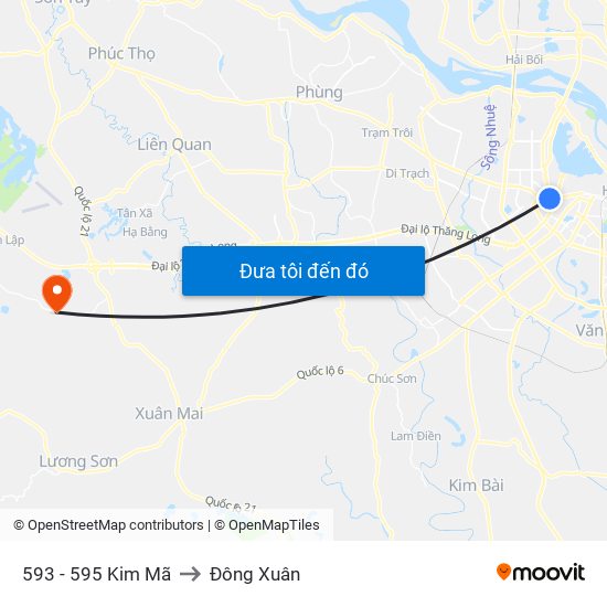 593 - 595 Kim Mã to Đông Xuân map