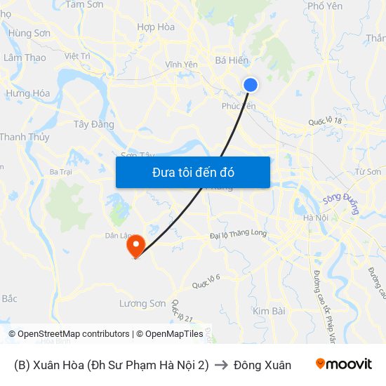 (B) Xuân Hòa (Đh Sư Phạm Hà Nội 2) to Đông Xuân map