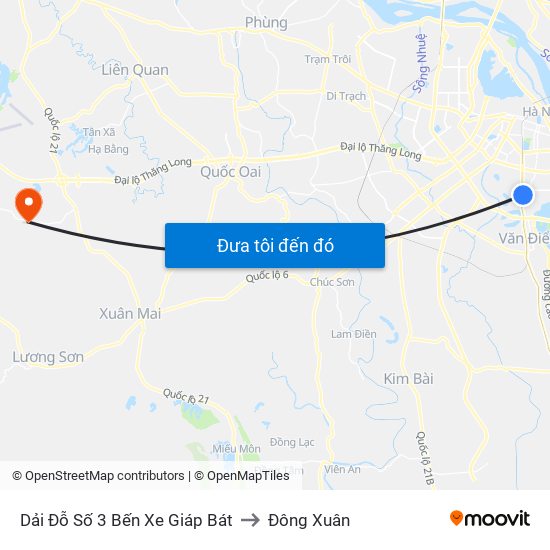 Dải Đỗ Số 3 Bến Xe Giáp Bát to Đông Xuân map