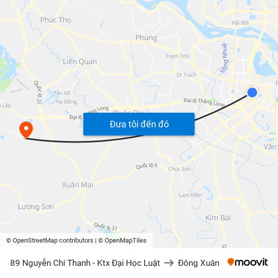 89 Nguyễn Chí Thanh - Ktx Đại Học Luật to Đông Xuân map