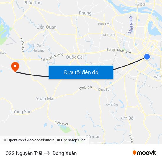 322 Nguyễn Trãi to Đông Xuân map