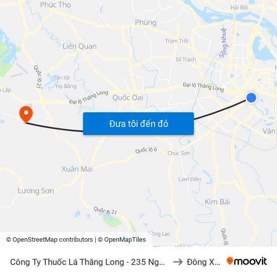 Công Ty Thuốc Lá Thăng Long - 235 Nguyễn Trãi to Đông Xuân map