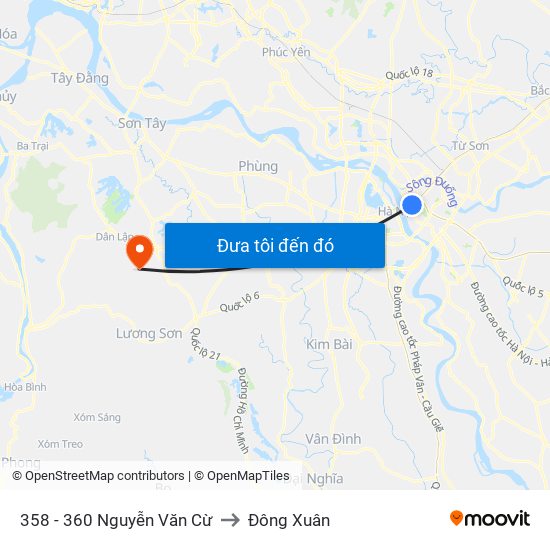 358 - 360 Nguyễn Văn Cừ to Đông Xuân map
