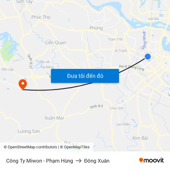 Công Ty Miwon - Phạm Hùng to Đông Xuân map