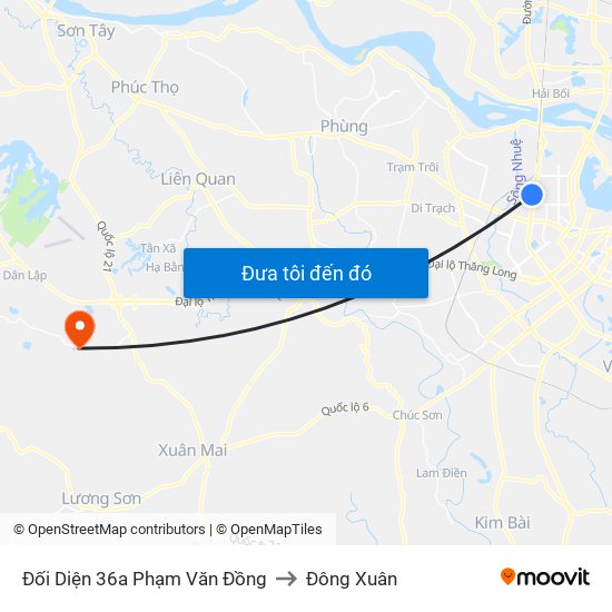 Đối Diện 36a Phạm Văn Đồng to Đông Xuân map