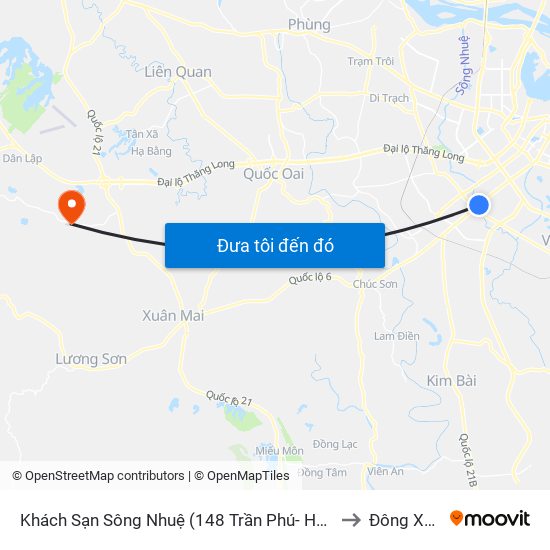Khách Sạn Sông Nhuệ (148 Trần Phú- Hà Đông) to Đông Xuân map