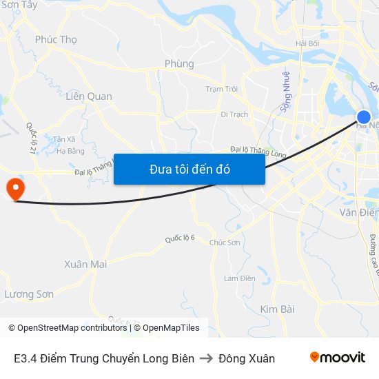 E3.4 Điểm Trung Chuyển Long Biên to Đông Xuân map
