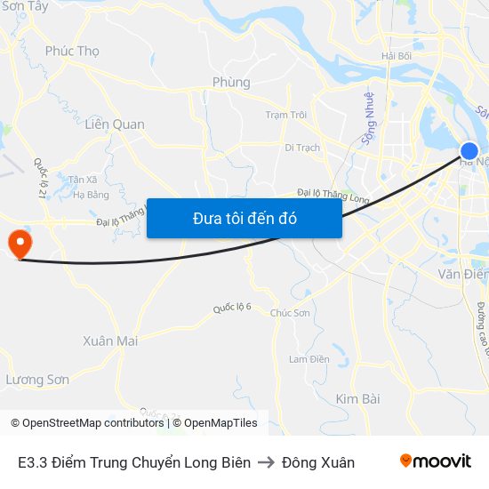 E3.3 Điểm Trung Chuyển Long Biên to Đông Xuân map