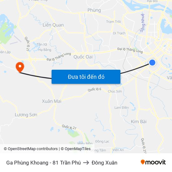Ga Phùng Khoang - 81 Trần Phú to Đông Xuân map