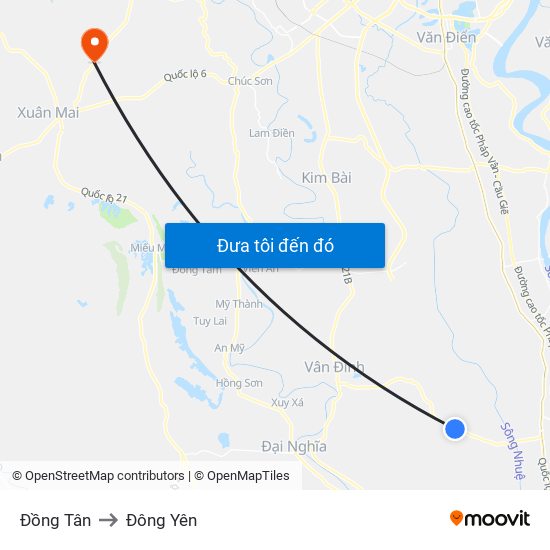 Đồng Tân to Đông Yên map