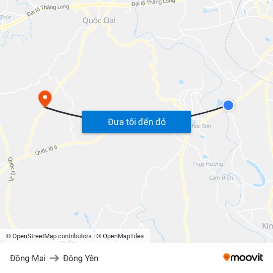 Đồng Mai to Đông Yên map