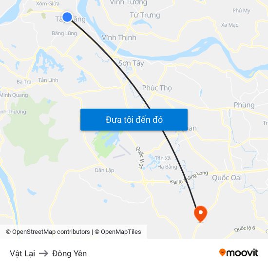 Vật Lại to Đông Yên map