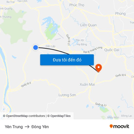 Yên Trung to Đông Yên map